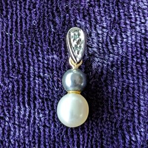 Solid 10K Gold Pendant With Natural Diamonds And Pearls, Michael Hill